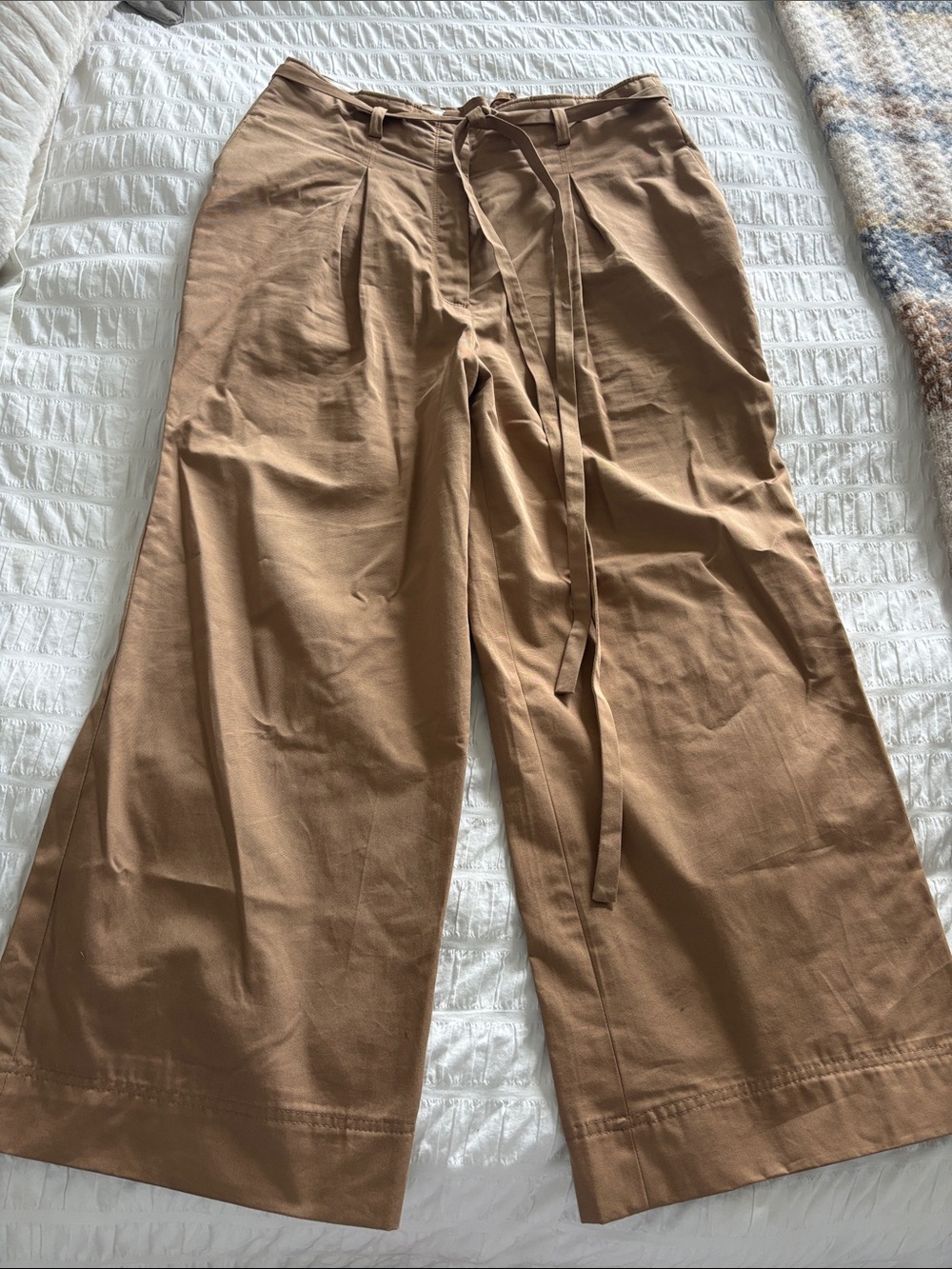 Tory Burch Women’s Wide-Leg Pleated Pants in Tan